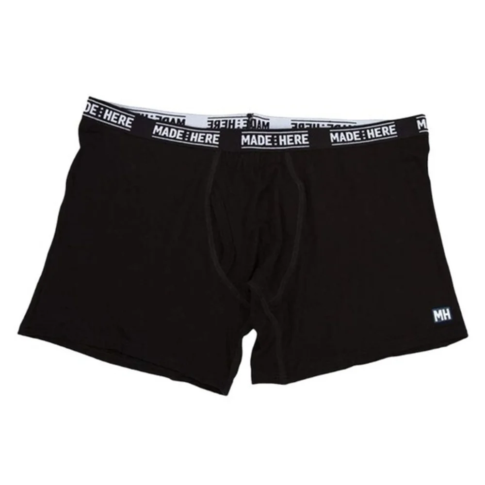 MADE HERE All American Black White Viscose Rayon Spandex Boxer Brief Mens Sz S